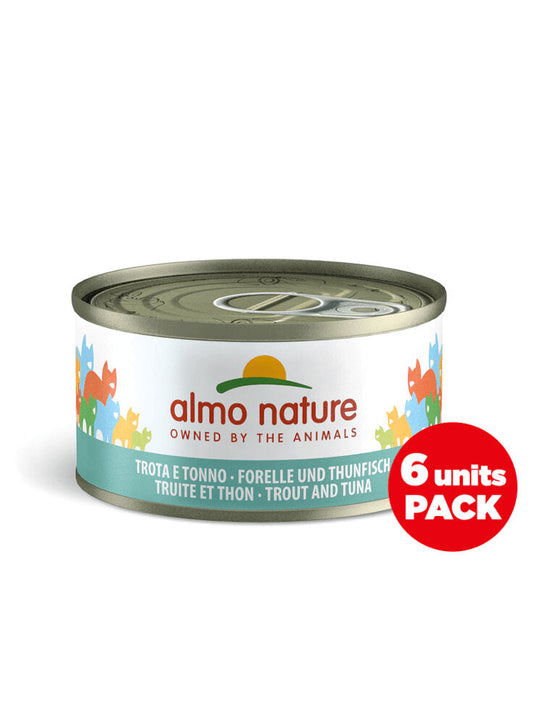 Almo Nature Mega Pack Wet Cat Food in Tins - Trout And Tuna - 6x70g